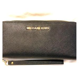 Michael Kors black continental wallet w/ strap